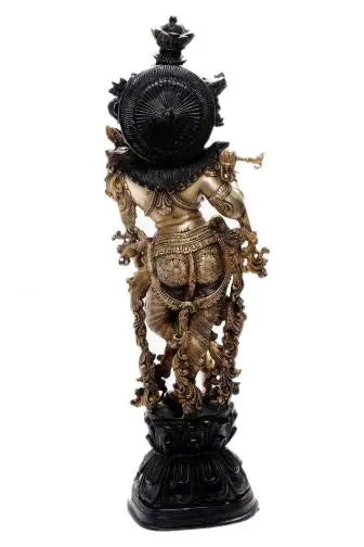 Brass Radha Krishna Idol | Handcrafted Divine Statue for Love & Devotion | Handmade Brass Krishna Murti ( Yellow, 30 inch)