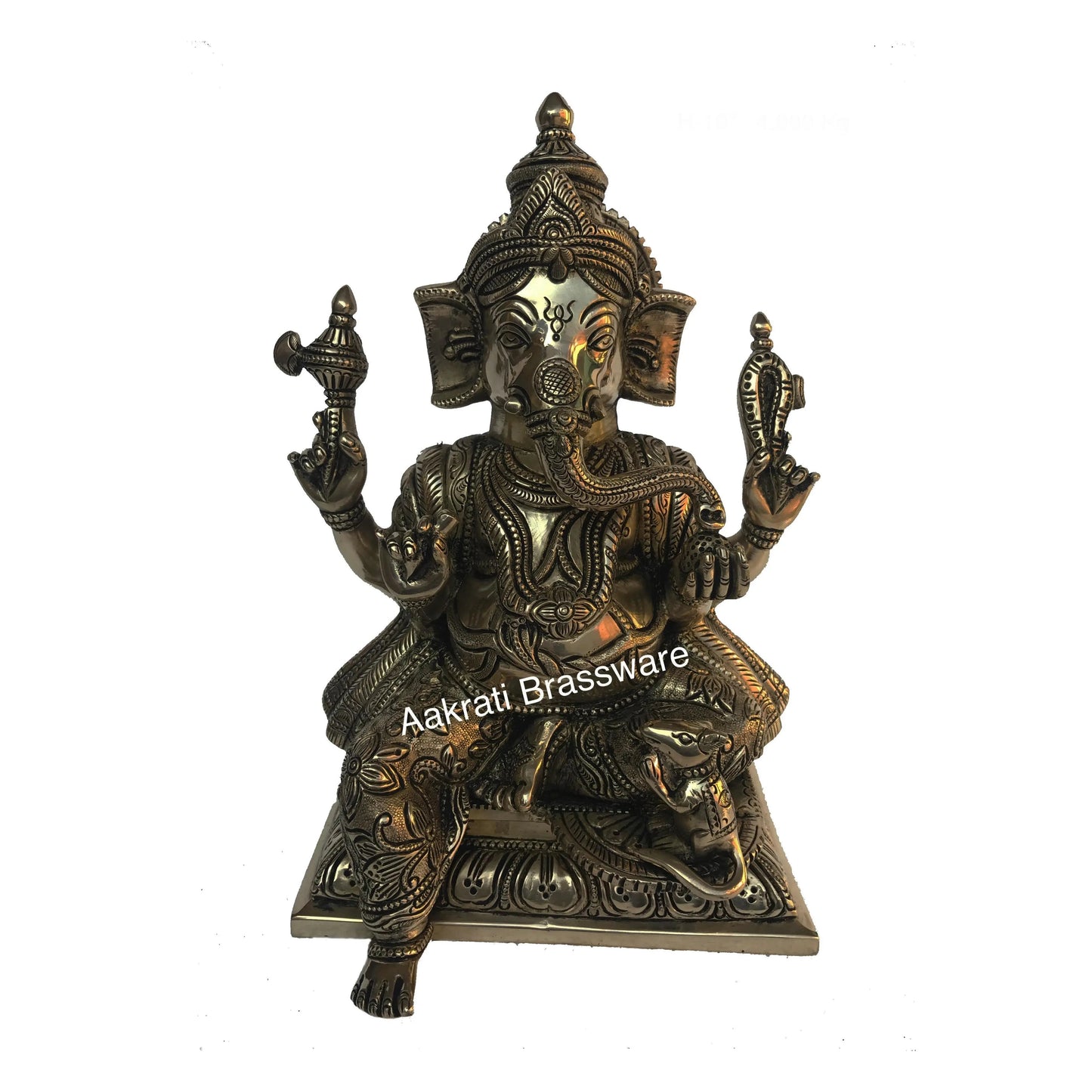 Sitting Lord Ganesha Brass made decorated Statue