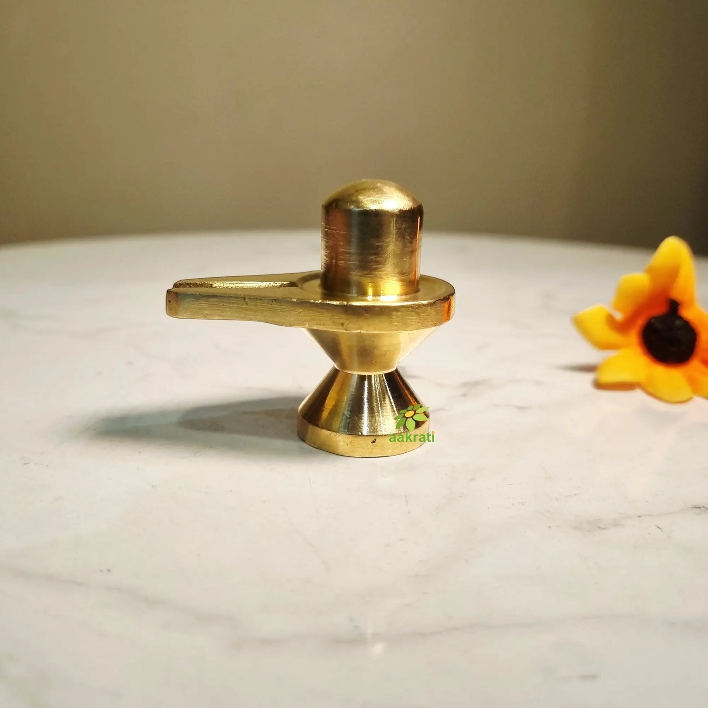 Brass Shivling Idol | Brass Shivling Idol for Home, Mandir & Office Pooja | Traditional Shiva Lingam (Yellow, 2 Inches)