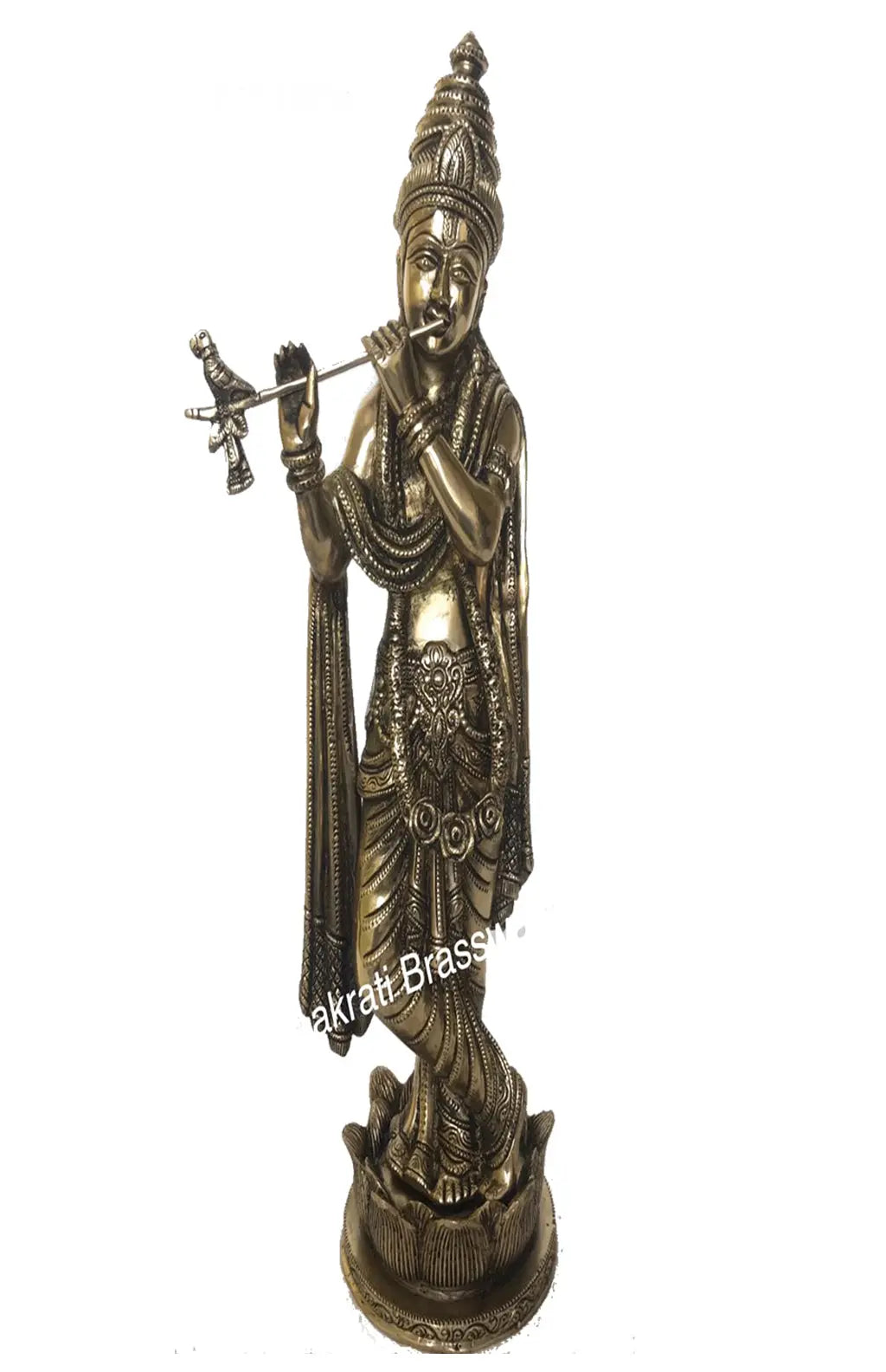 Lord Krishna brass metal hand carved statue by kafalo