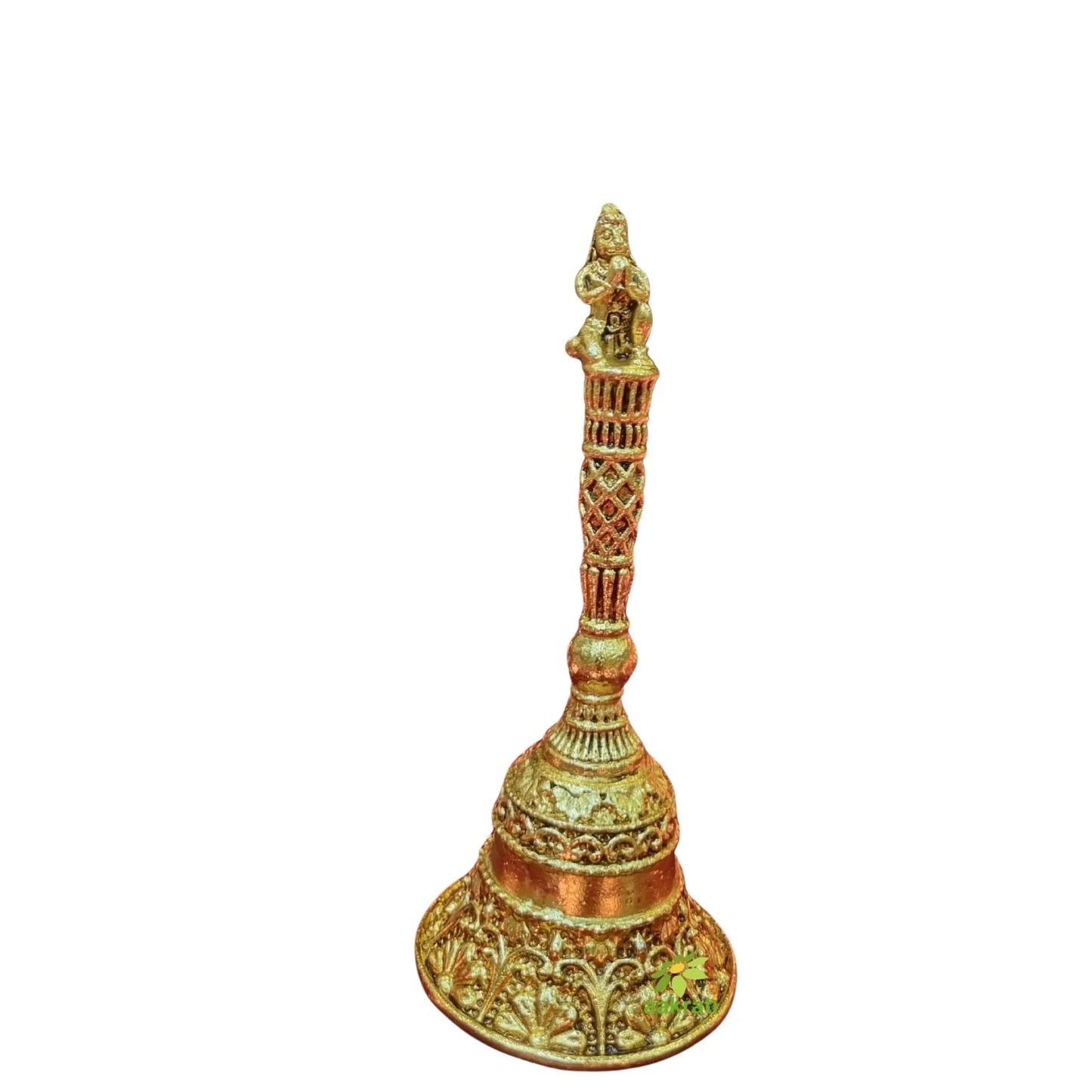 Pure Brass Hand Bell for Temple |Light Weighted Pooja Ghanti for Aarti & Daily Worship | Brass Aarti Bell with Handle (Yellow, 5.5 Inch)