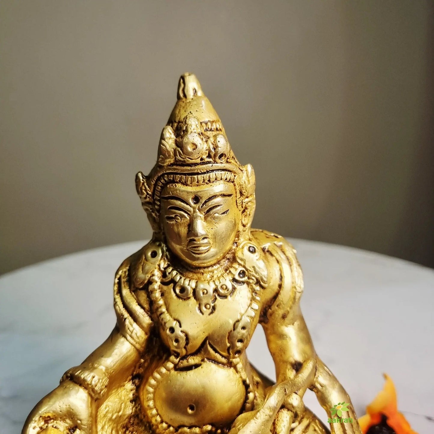 Brass Kuber Idol | Ideal for Daily Worship & Festivals | Brass Kuber Idol for Diwali Gifting (Yellow, 5.9 Inches)