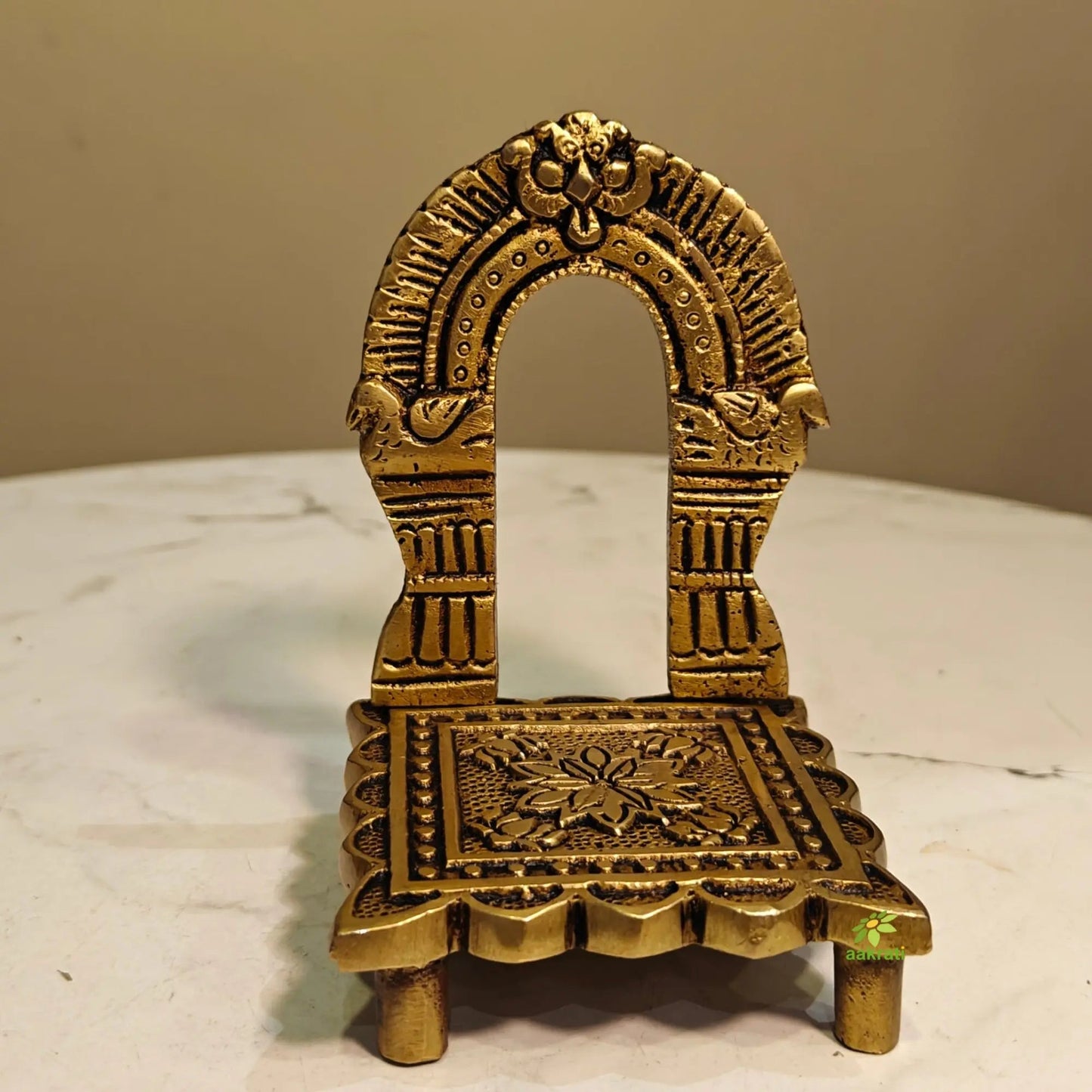 Traditional Brass Singhasan for Mandir | God Idol Throne for Mandir Decoration | Elegant Brass Singhasan for Idols (Yellow,4 Inches)