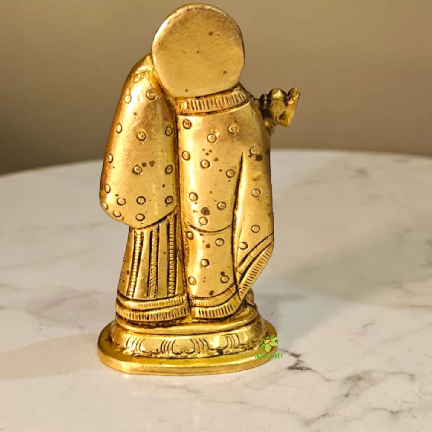 Premium Brass Radha Krishna Murti | Handcrafted Divine Couple Idol for Mandir | Traditional Hindu God Murti for Home Mandir (Yellow, 3.5 Inches)