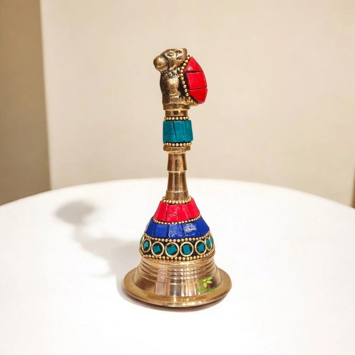 Brass Gift Combo – Laxmi Ganesh Murti on Chowki with Pooja Bell | Ideal for Home Mandir, Festival Rituals & Gifting
