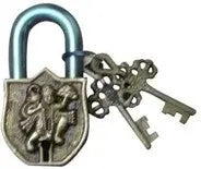 Brass Hanuman Engraved Padlock | Divine Protection for Your Home | Brass Padlock For Home Safety ( Yellow, 3.5 inch)
