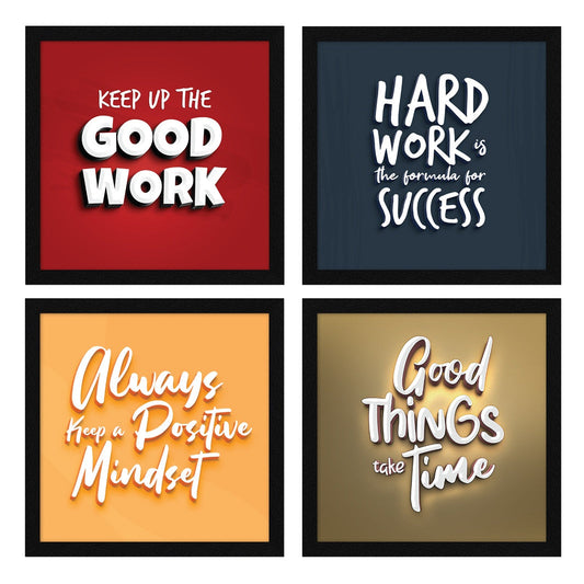 3D Typography Motivational Quotes Wall Frames, Inspirational, Set of 4, AXS4-10x10-102