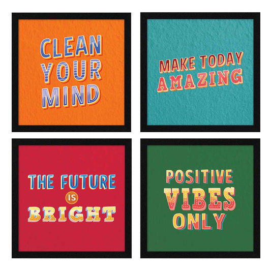 Vintage Motivational Quotes Wall Frames, Inspirational, Set of 4, AXS4-10x10-108