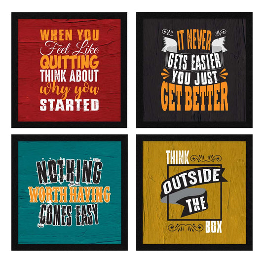 Creative Motivational Quote Wall Frames, Inspirational, Set of 4, AXS4-10x10-109