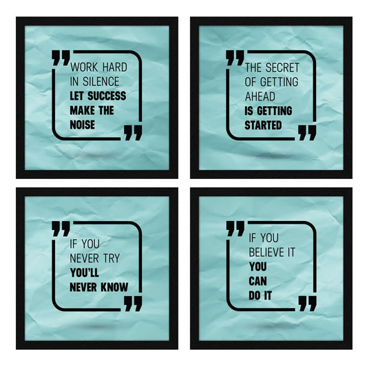 Work Hard In Silence Motivational Quote Wall Frames, Inspirational, Set of 4, AXS4-10x10-116