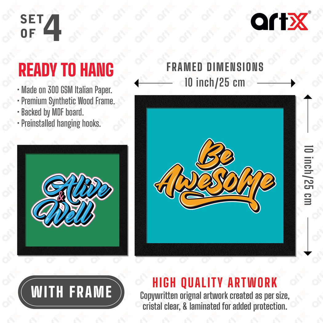 Aim High Be Awesome Motivational Quote Wall Frames, Inspirational, Set of 4, AXS4-10x10-131