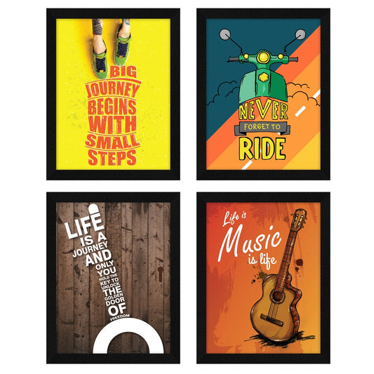 Life is Music Motivational Quote Wall Frames, Inspirational, Set of 4, AXS4-112
