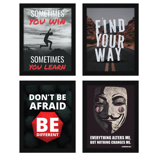 Sometime You Win Sometimes You Learn Motivational Quote Wall Frames, Inspirational, Set of 4, AXS4-117