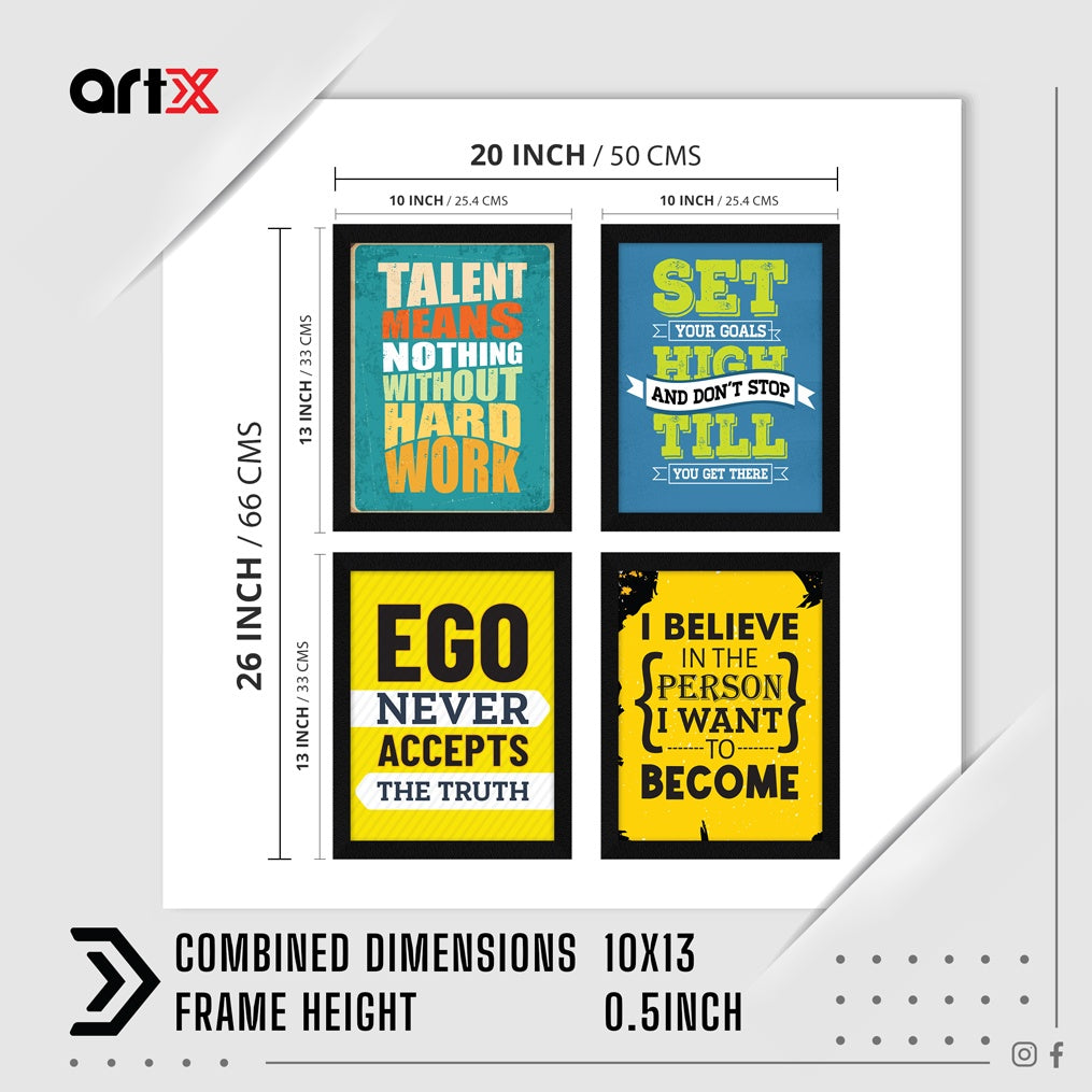 Ego Never Accepts the Truth Motivational Quote Wall Frames, Inspirational, Set of 4, AXS4-118