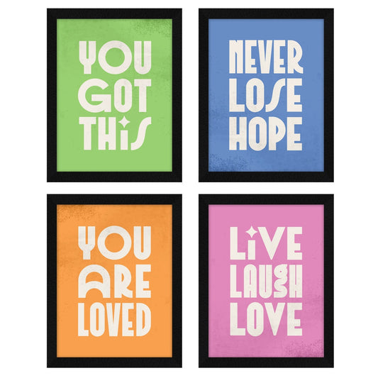 Live Laugh Love Motivational Quote Wall Frames, Inspirational, Set of 4, AXS4-126
