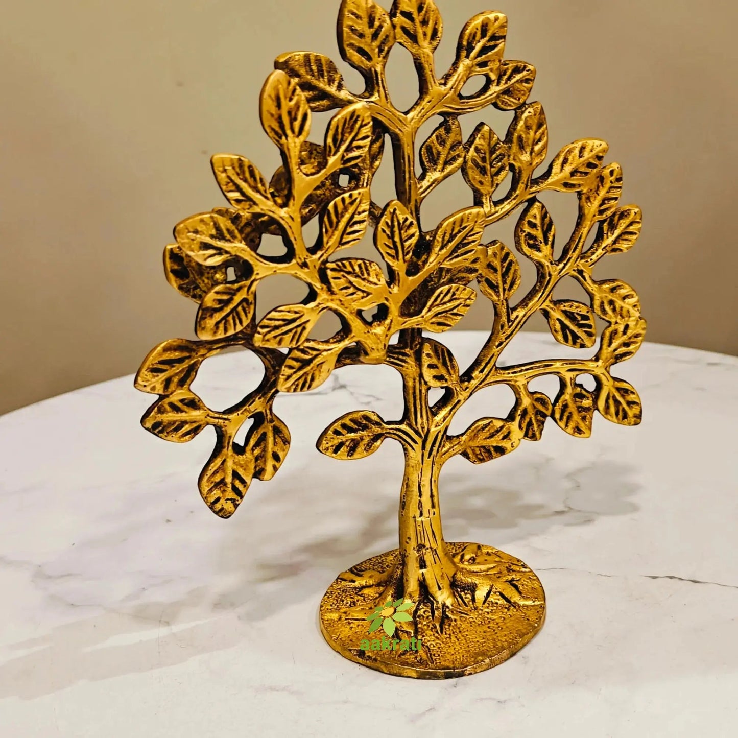 Brass Kalpavriksha Tree | Tree of Life Showpiece for Home Decor & VastuPremium Brass Kalpavriksha Tree |Vastu Positive Energy Decor |Festival Gift Item (Yellow,6 Inch)