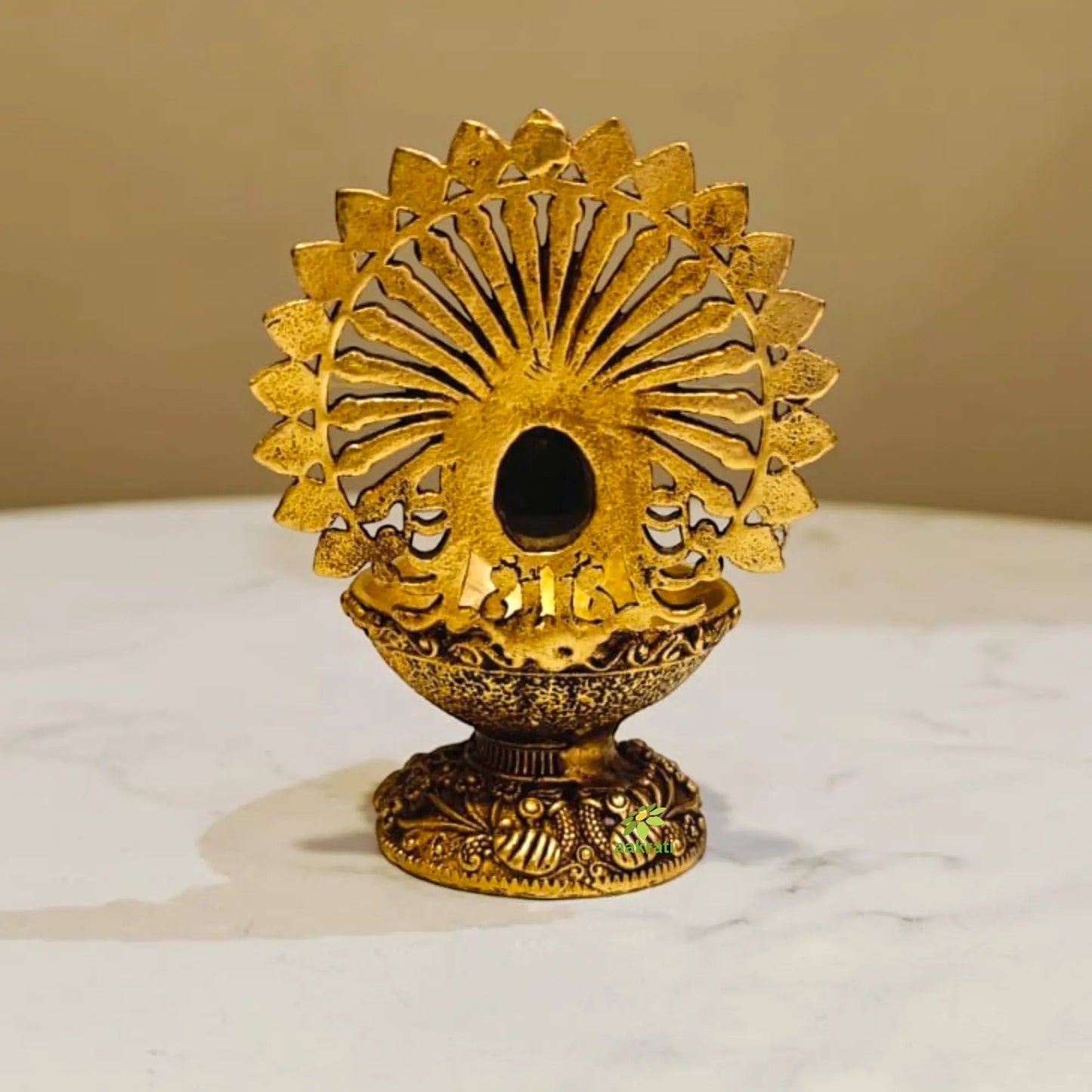 Brass Peacock Diya Oil Lamp for Pooja & Home Decor |Festival Gift Item|Premium Brass Peacock Diya for Puja (Yellow, 3 Inches)