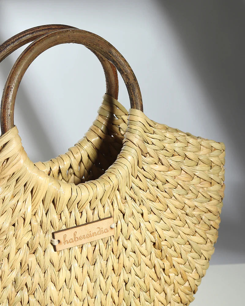 Handwoven U-Shape Seagrass Beach Tote Bag