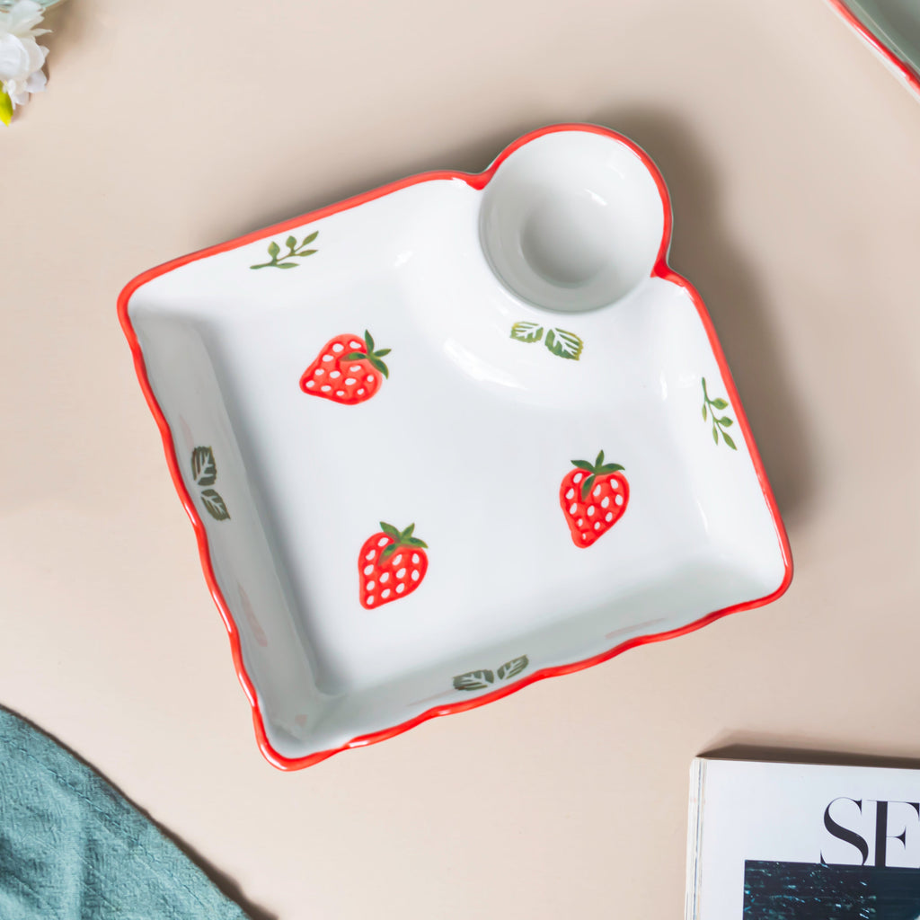 Berry Cute Strawberry Sectioned Plate Red Nestasia