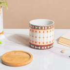 Noor Art Orange and Brown Planter With Wooden Coaster Nestasia