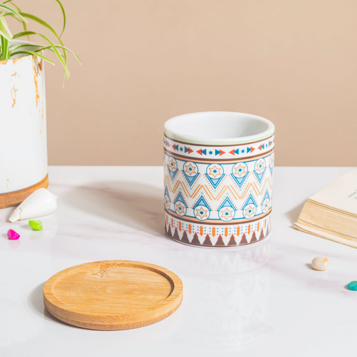 Potted Palette Ceramic Planter With Coaster Set Of 5 Nestasia