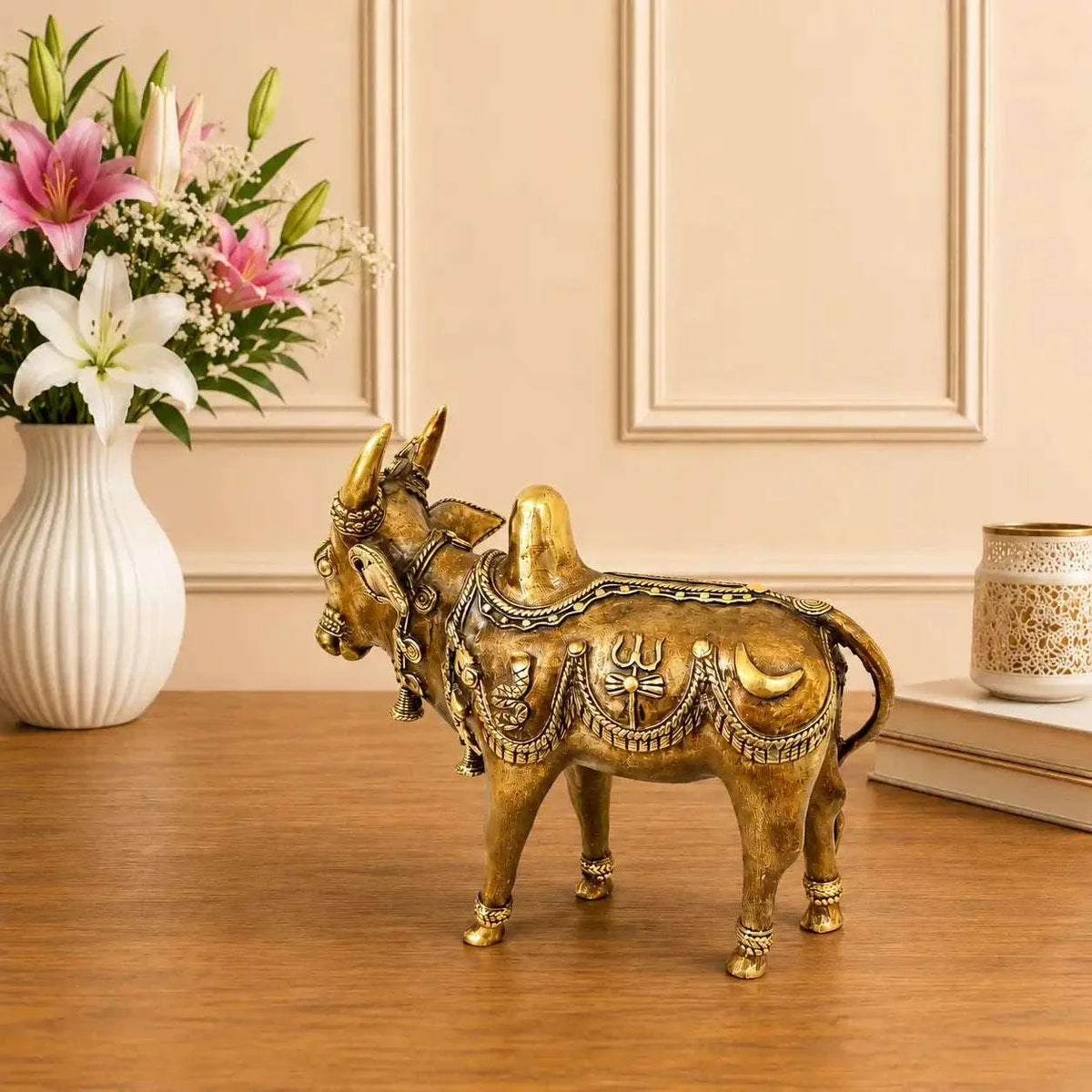 Brass Dhokra Standing Nandi Idol (7 Inch) Vedansh Craft