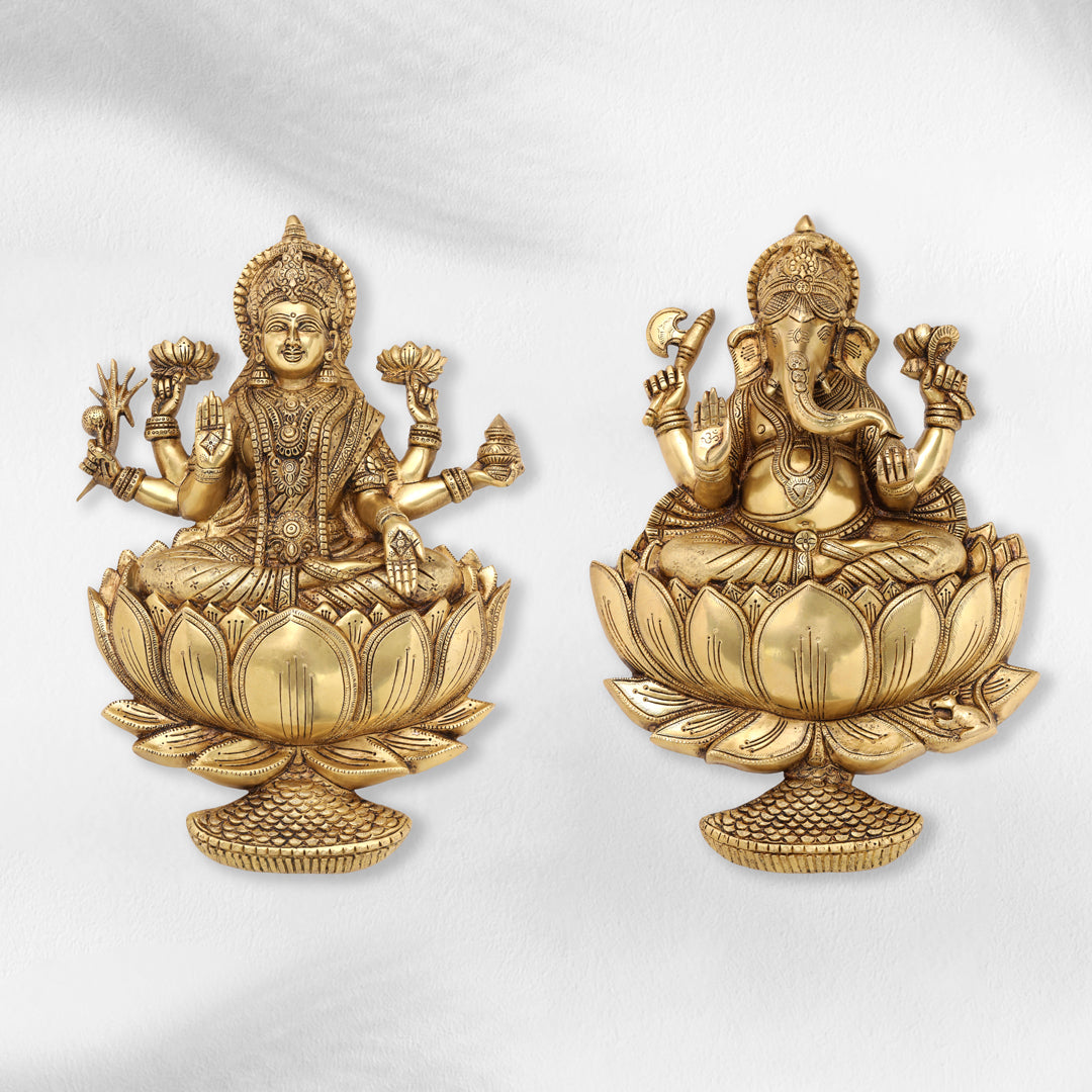 Brass Ganesha Or Lakshmi Lotus Wall Hanging (19 Inch) Vedansh Craft