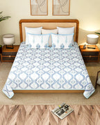 Handcrafted Jaipur Handblock Printed 100% Premium Cotton King Bed Sheet with Coordinated Pillow Covers