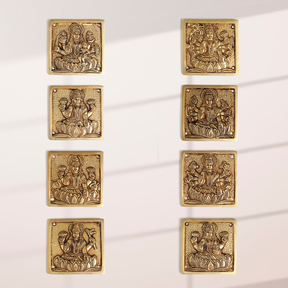 Brass Ashtalakshmi Hanging Plates Set (4 Inch) Vedansh Craft