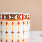 Noor Art Orange and Brown Planter With Wooden Coaster Nestasia
