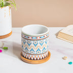 Potted Palette Ceramic Planter With Coaster Set Of 5 Nestasia