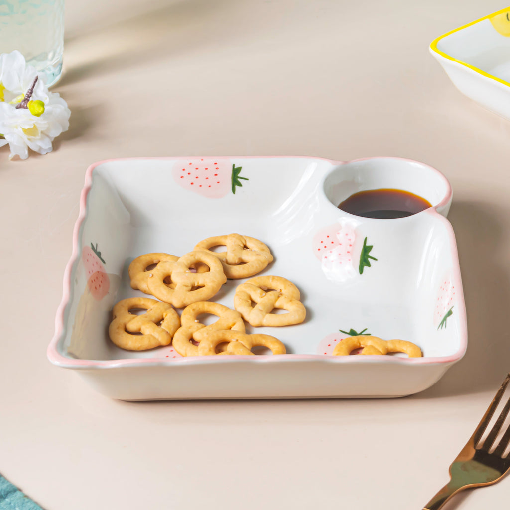 Strawberry Dreams Sectioned Plate Pink Nestasia