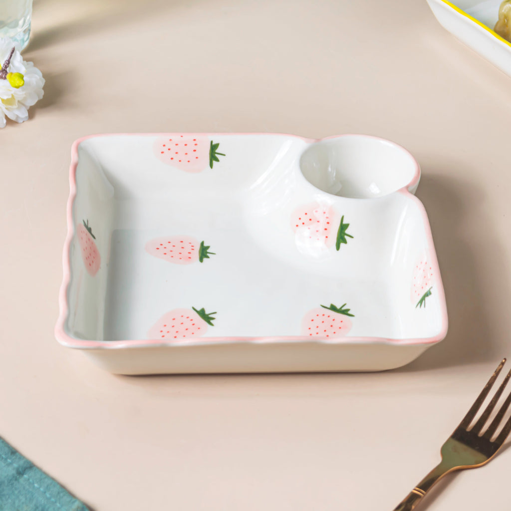Strawberry Dreams Sectioned Plate Pink Nestasia