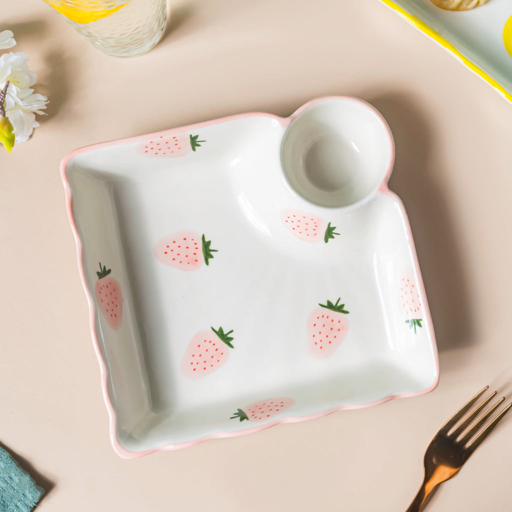 Strawberry Dreams Sectioned Plate Pink Nestasia