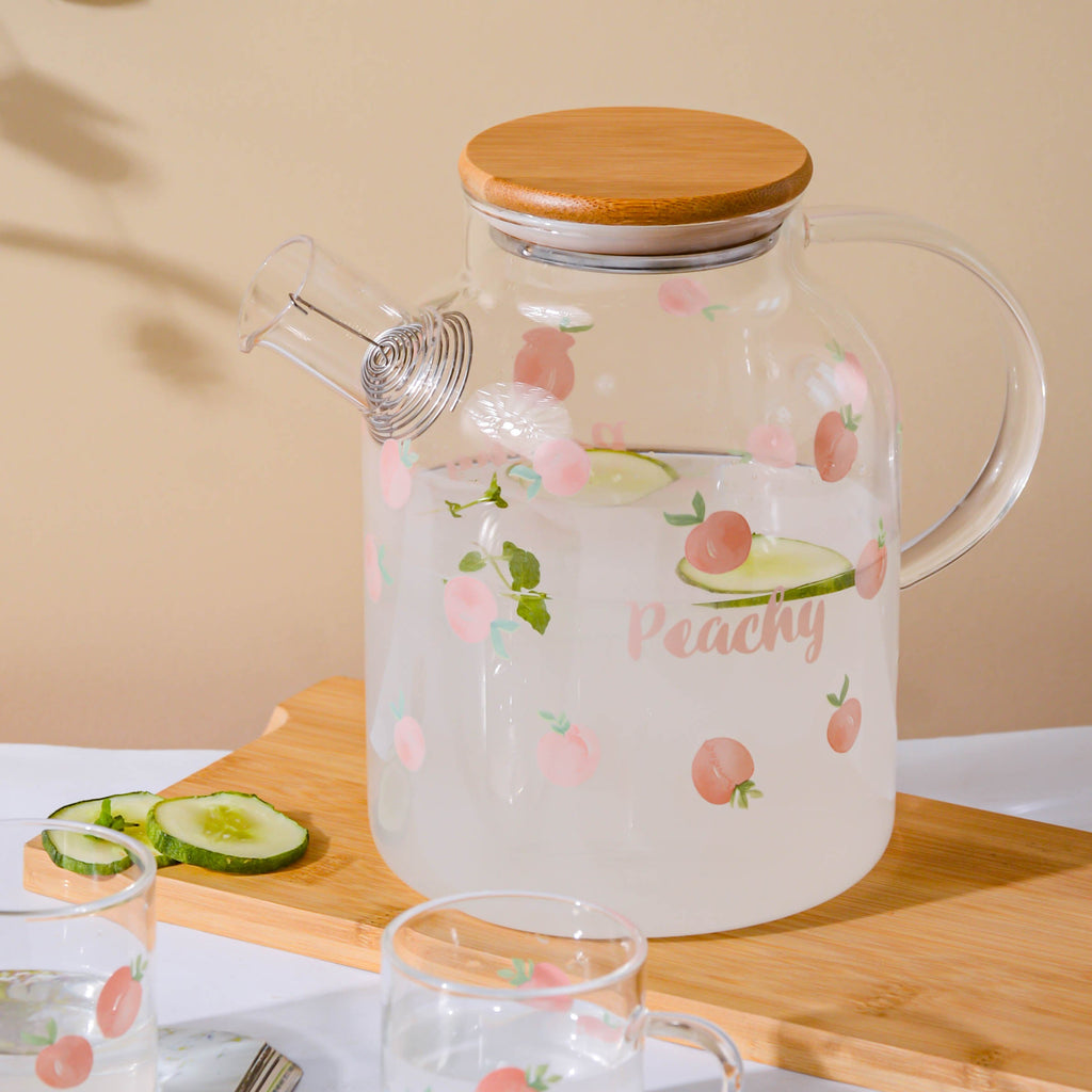 Peach Glass Teapot Large Pink Nestasia