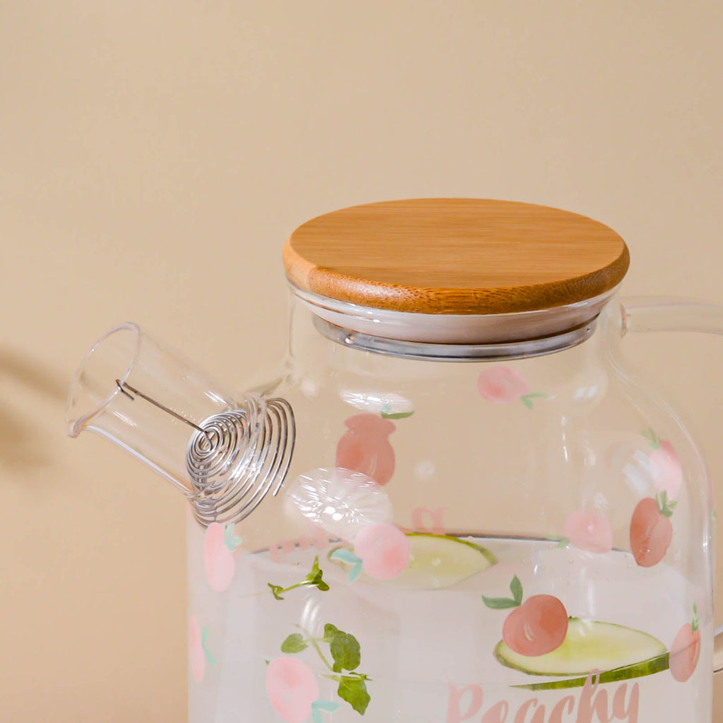 Peach Glass Teapot Large Pink Nestasia