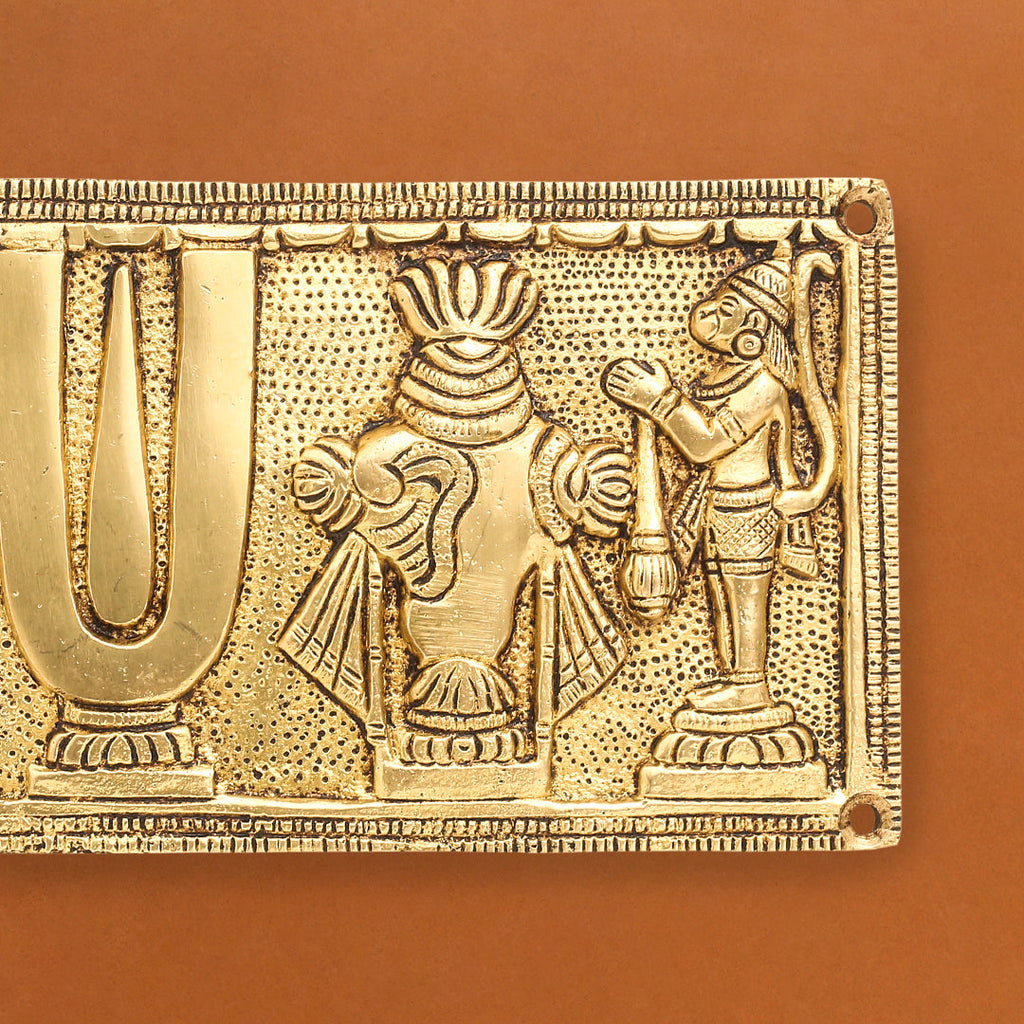Brass Shankh Chakra Namah Hanuman And Garuda Wall Hanging (4 Inch) Vedansh Craft
