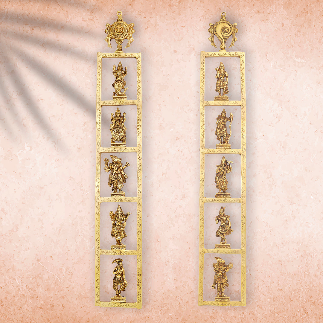 Brass Dashavatara / Vishnu Avatar Wall Hanging Set Vedansh Craft