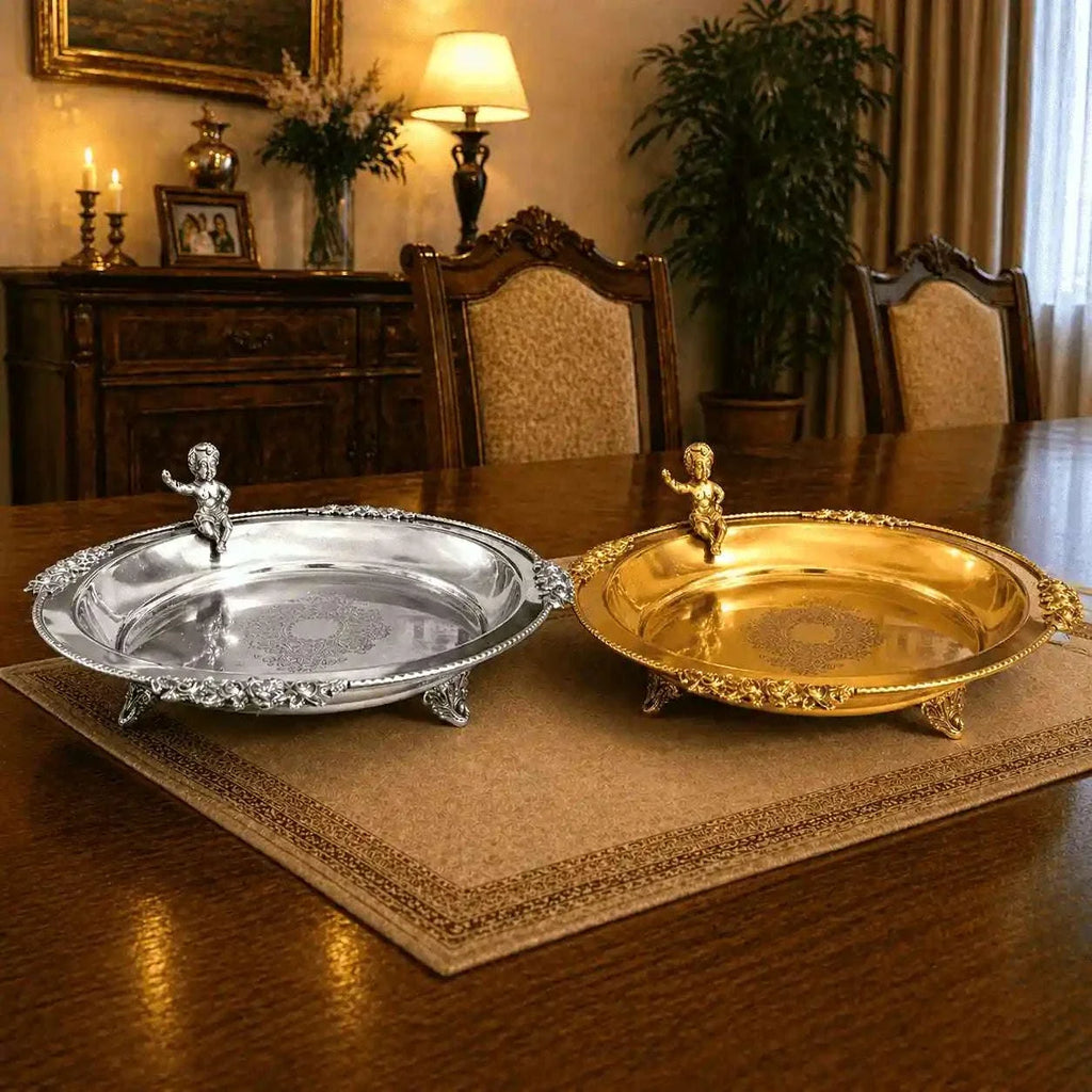 Brass Round Serving Tray / Plate (11.5 Inch) Vedansh Craft
