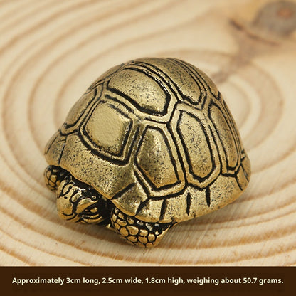 Solid Brass Turtle Desktop Ornament, Shrinking Head Turtle, Wealth-attracting Brass Carving Craft