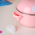 Steel Food Bowl With Heating Water Chamber Pink 400 ml Nestasia