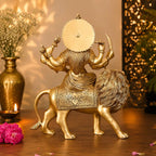 Brass Goddess Durga Sitting on Lion Superfine Idol (16.5 Inch) Vedansh Craft