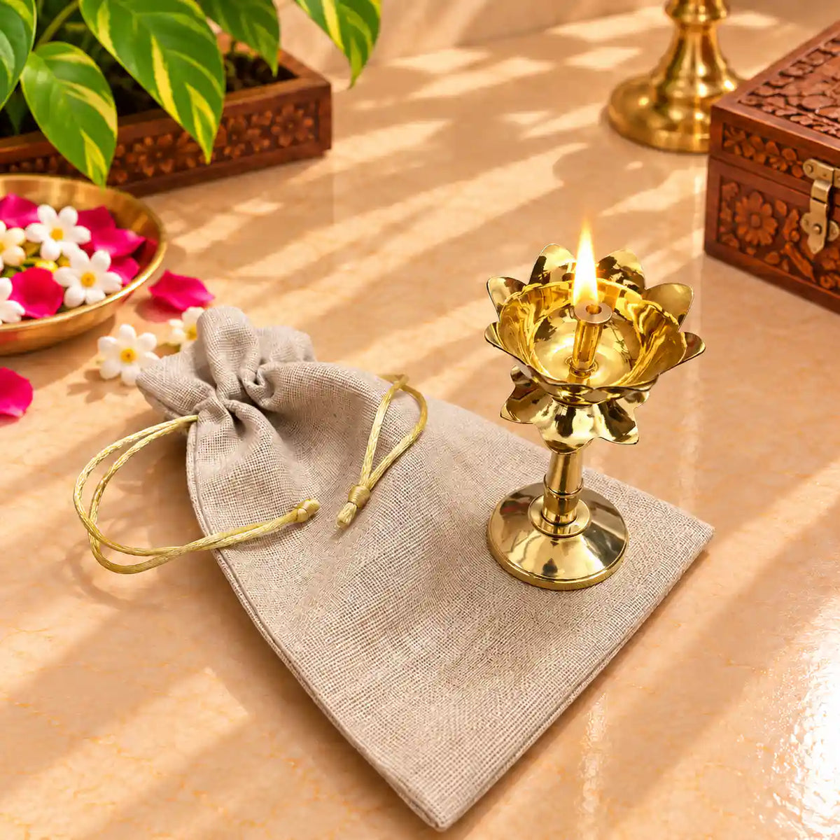 Brass Pooja Potli Gift Hamper: Bulk Corporate Gifting Vedansh Craft