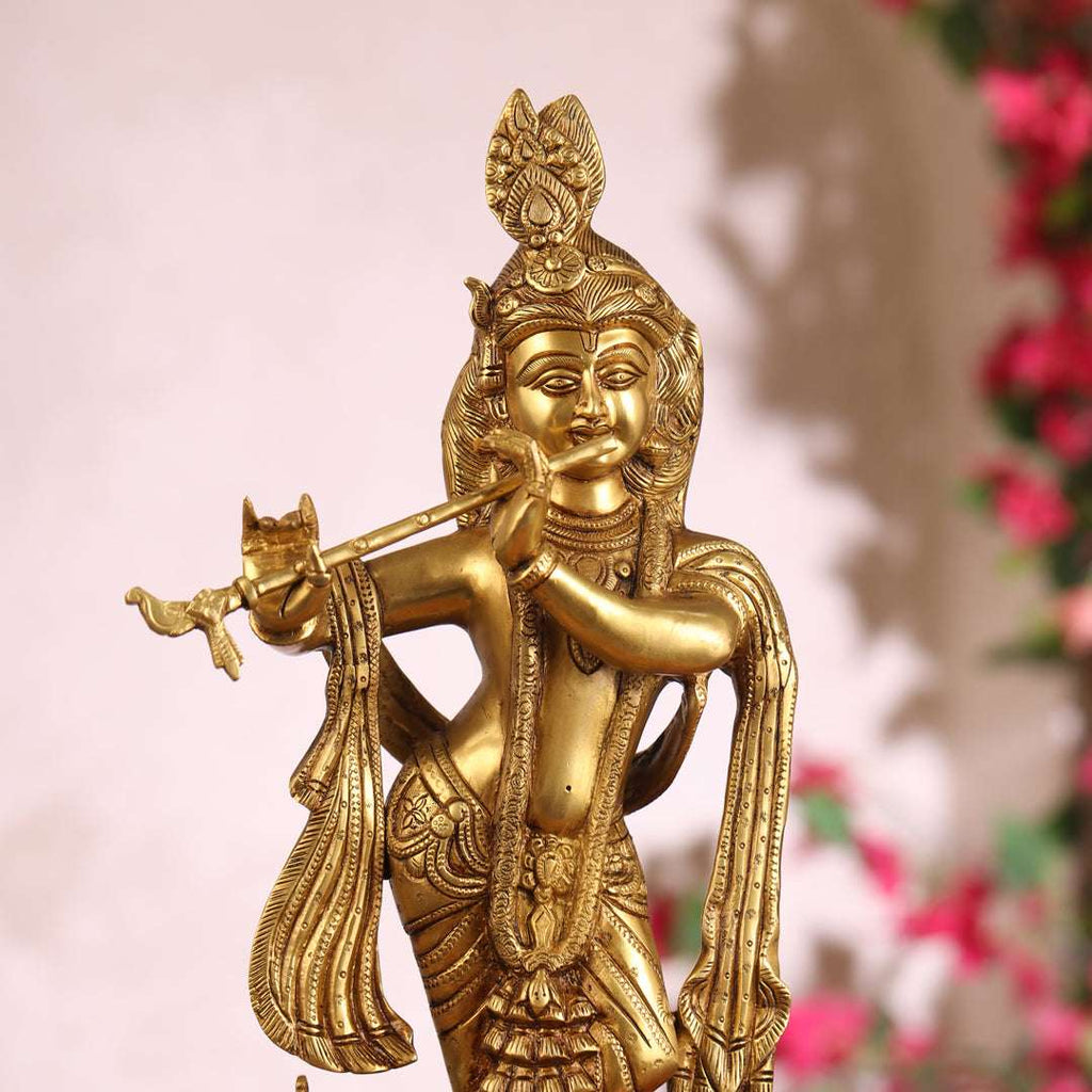 Brass Standing Krishna Idol (18.5 Inch) Vedansh Craft