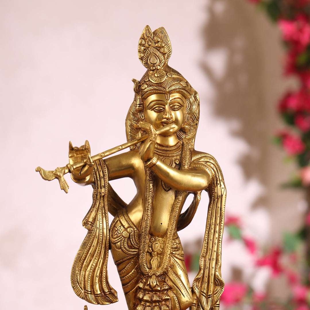 Brass Standing Krishna Idol (18.5 Inch) Vedansh Craft