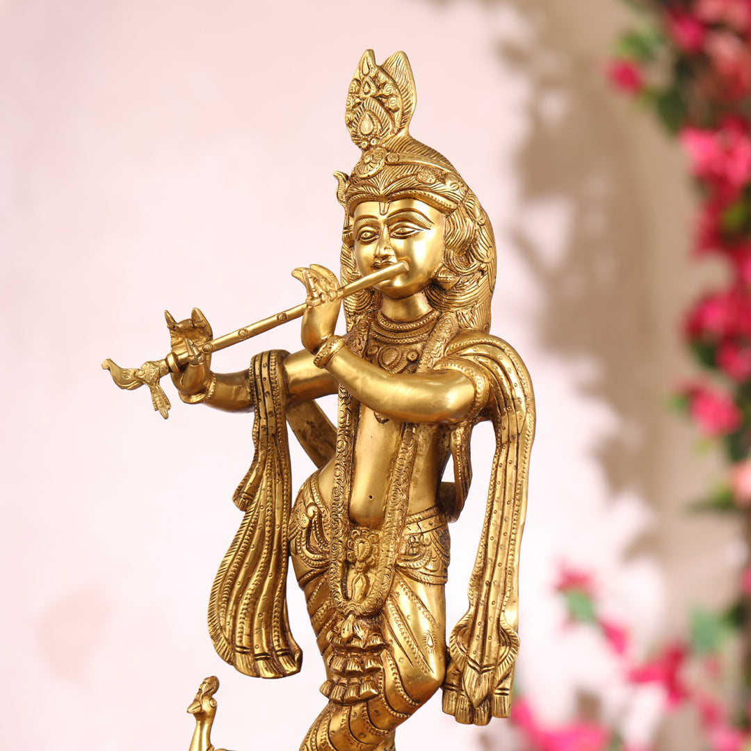 Brass Standing Krishna Idol (18.5 Inch) Vedansh Craft