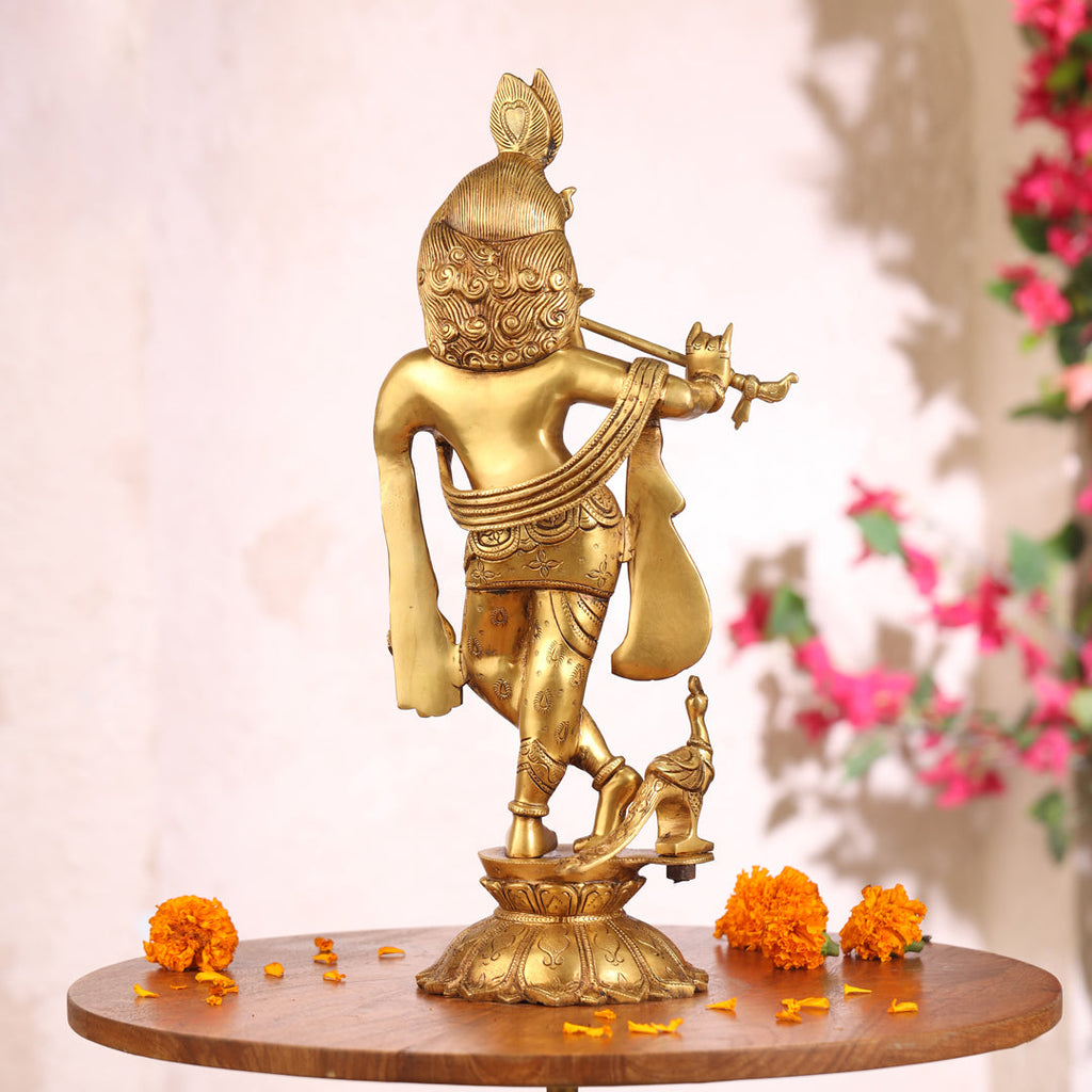 Brass Standing Krishna Idol (18.5 Inch) Vedansh Craft