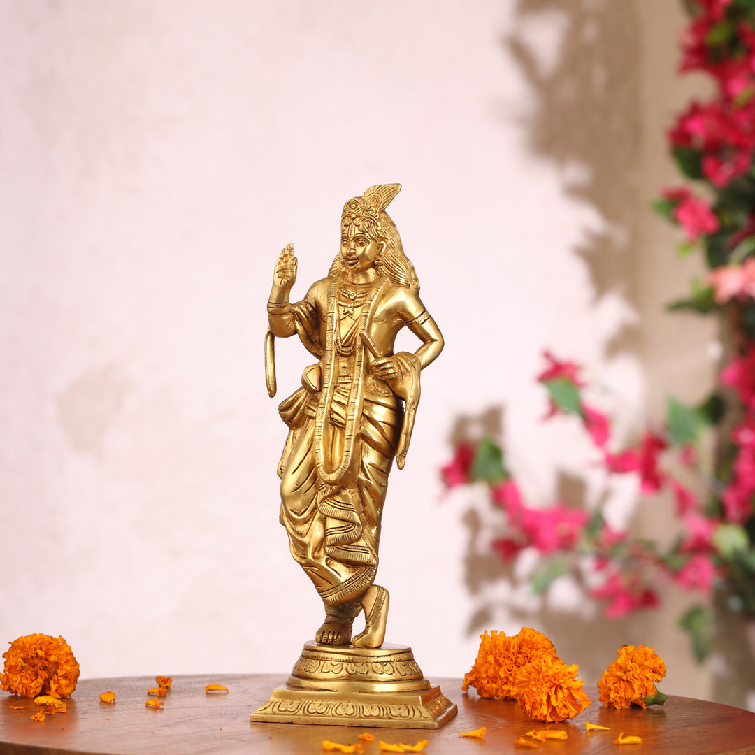 Brass Standing Krishna Idol (12.5 Inch) Vedansh Craft