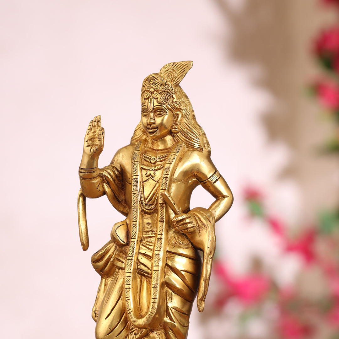 Brass Standing Krishna Idol (12.5 Inch) Vedansh Craft