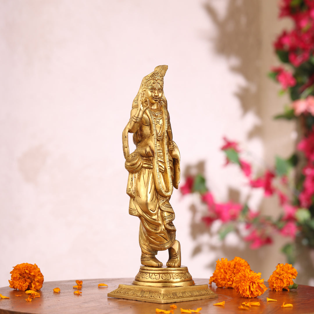 Brass Standing Krishna Idol (12.5 Inch) Vedansh Craft